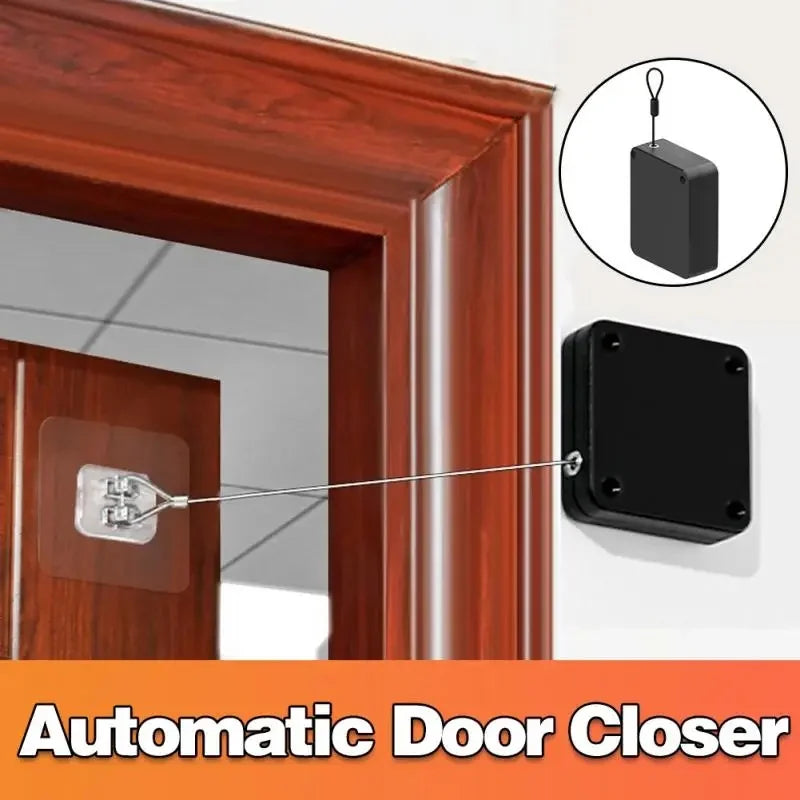 Automatic Sensor Door Closer Punch-Free Adjustable Wire Rope Automatically Close Door Auto Bracket Closer Surface Door Stopper