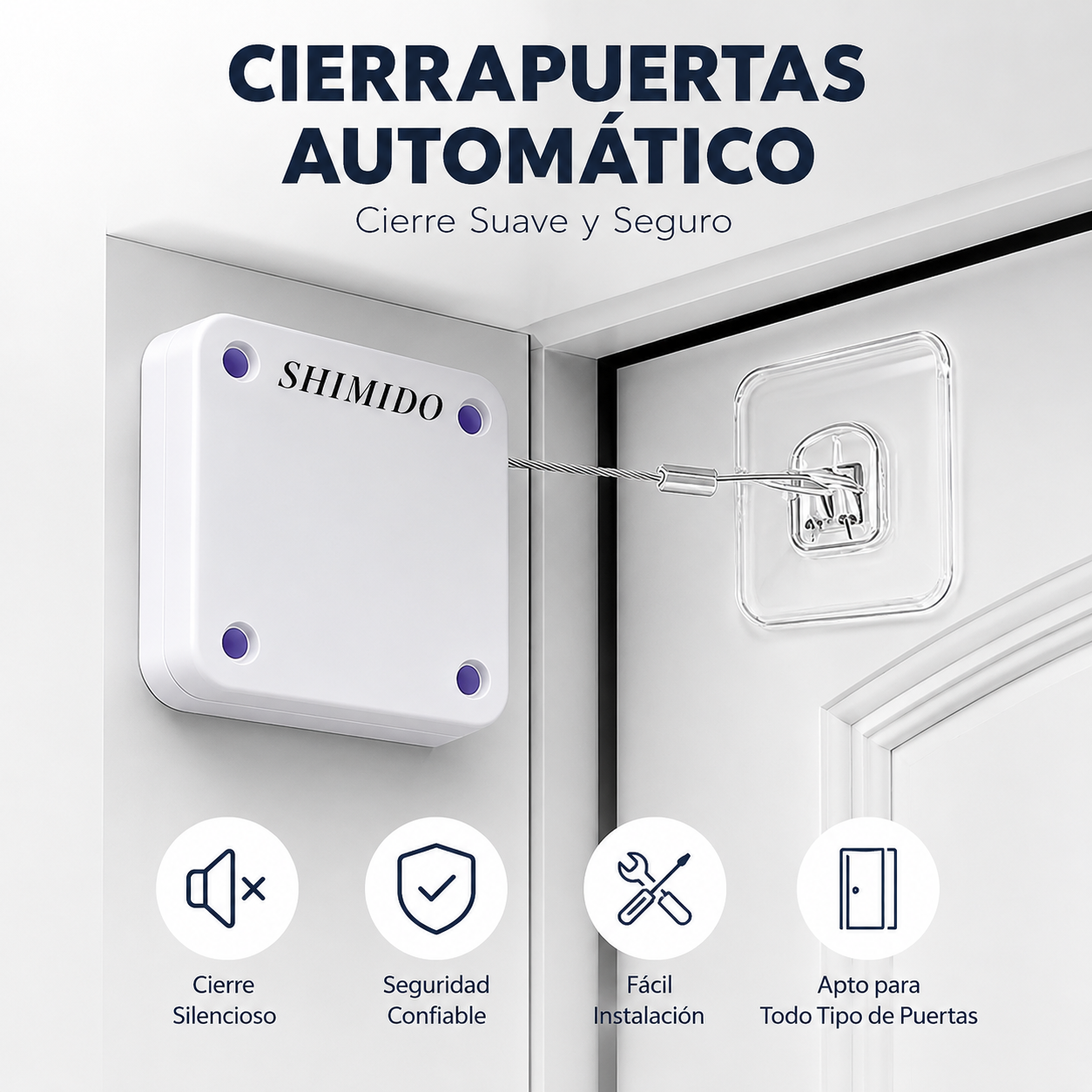 Automatic Sensor Door Closer Punch-Free Adjustable Wire Rope Automatically Close Door Auto Bracket Closer Surface Door Stopper